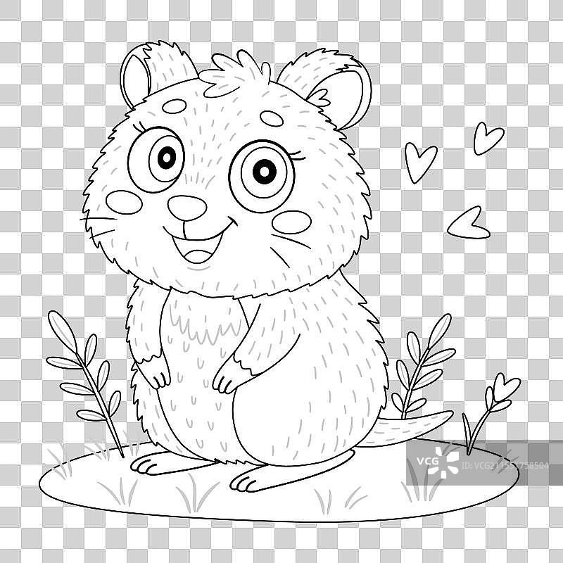 可爱的短尾矮袋鼠线条艺术宠物角色手绘图片素材