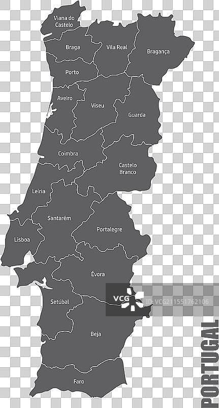 葡萄牙行政区划地图图片素材