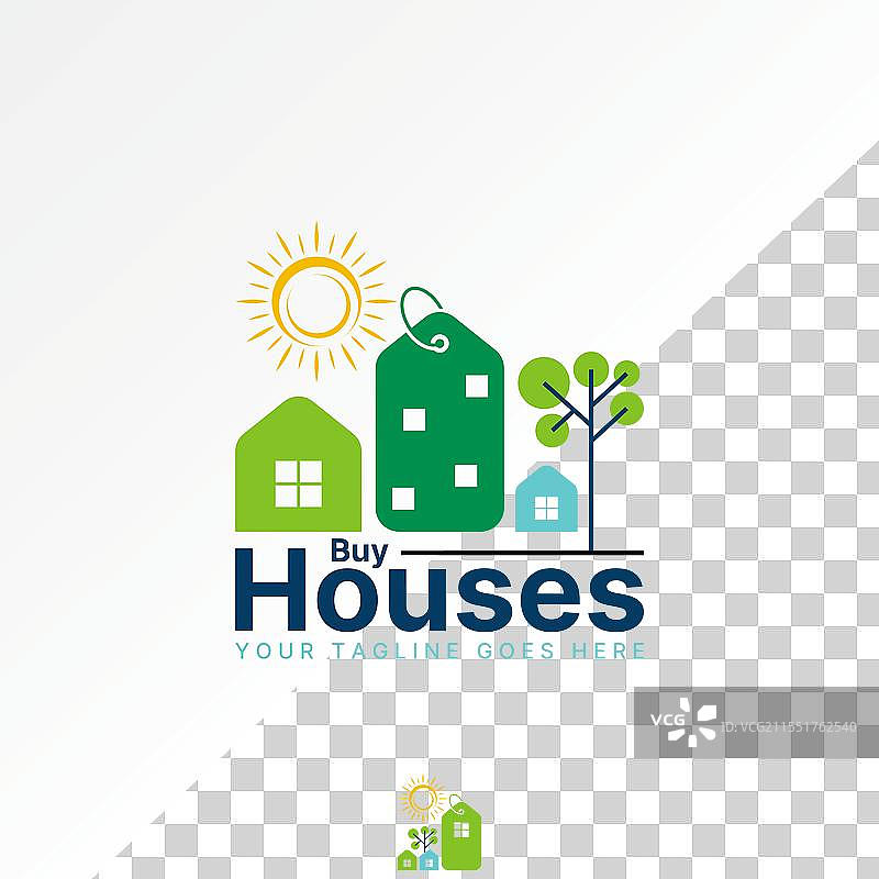 买房子，阳光明媚，房价标签图片素材