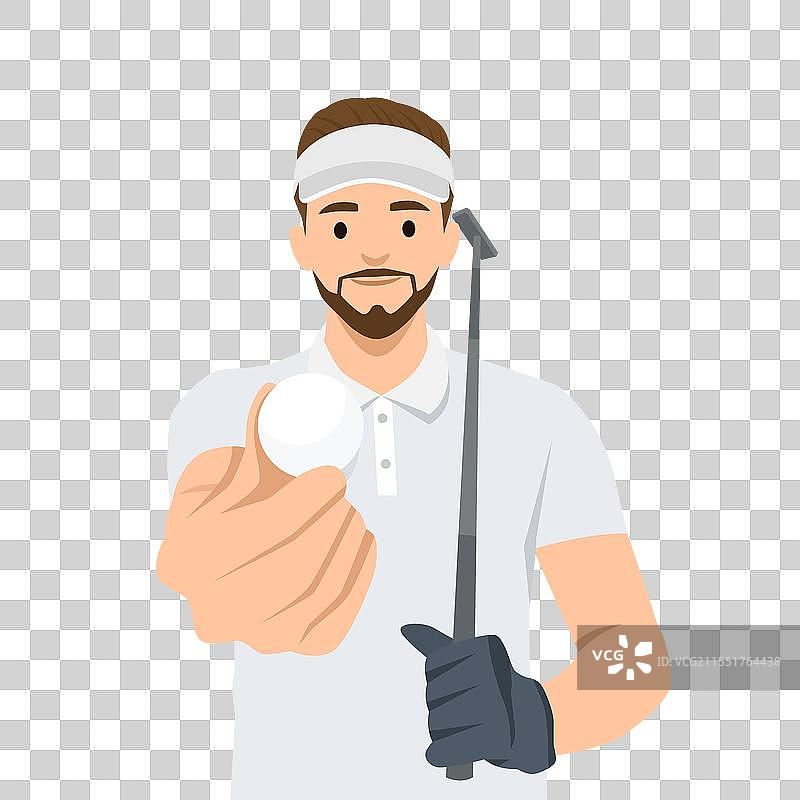 年轻的高尔夫球手手持球杆和球图片素材