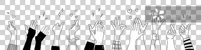 涂鸦素描举手手势漫画图标图片素材