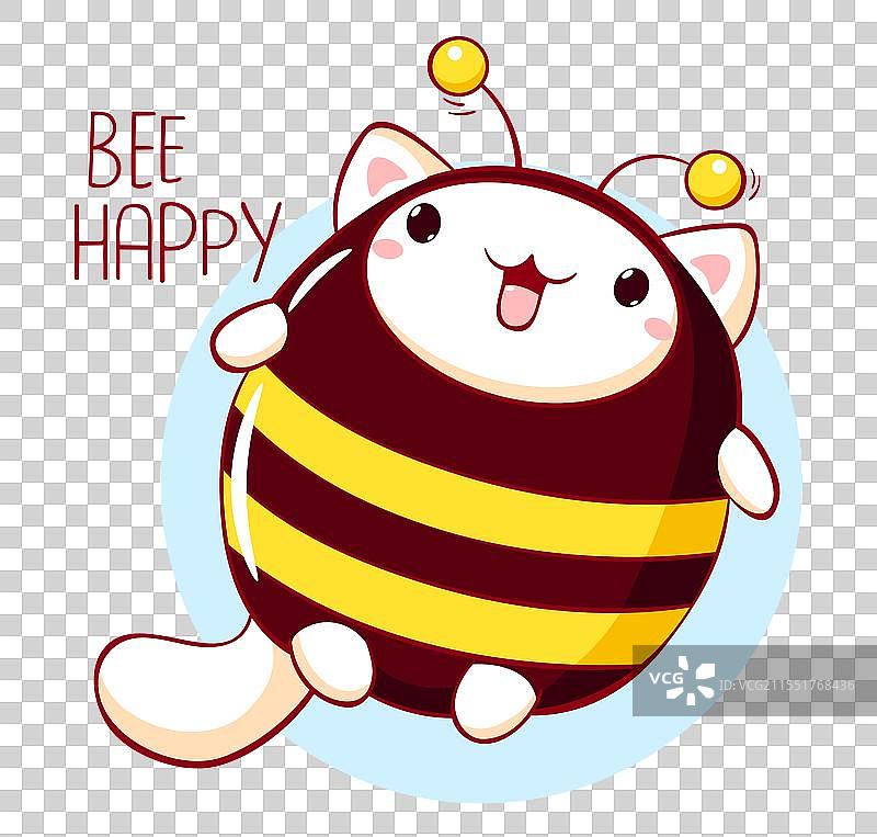 可爱的猫咪穿着蜜蜂服装，显得非常快乐图片素材