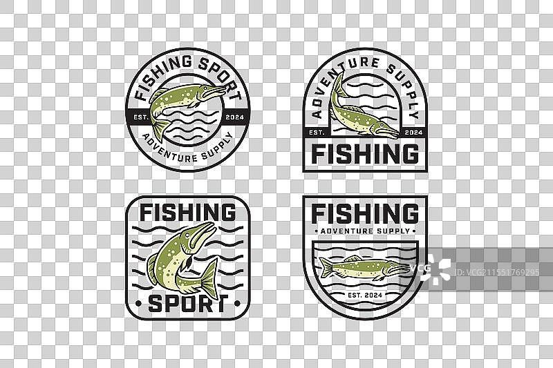 北方梭鱼徽章标志系列，包含多种姿势图片素材