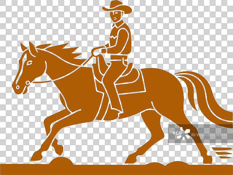 一个牛仔正在骑马图片素材