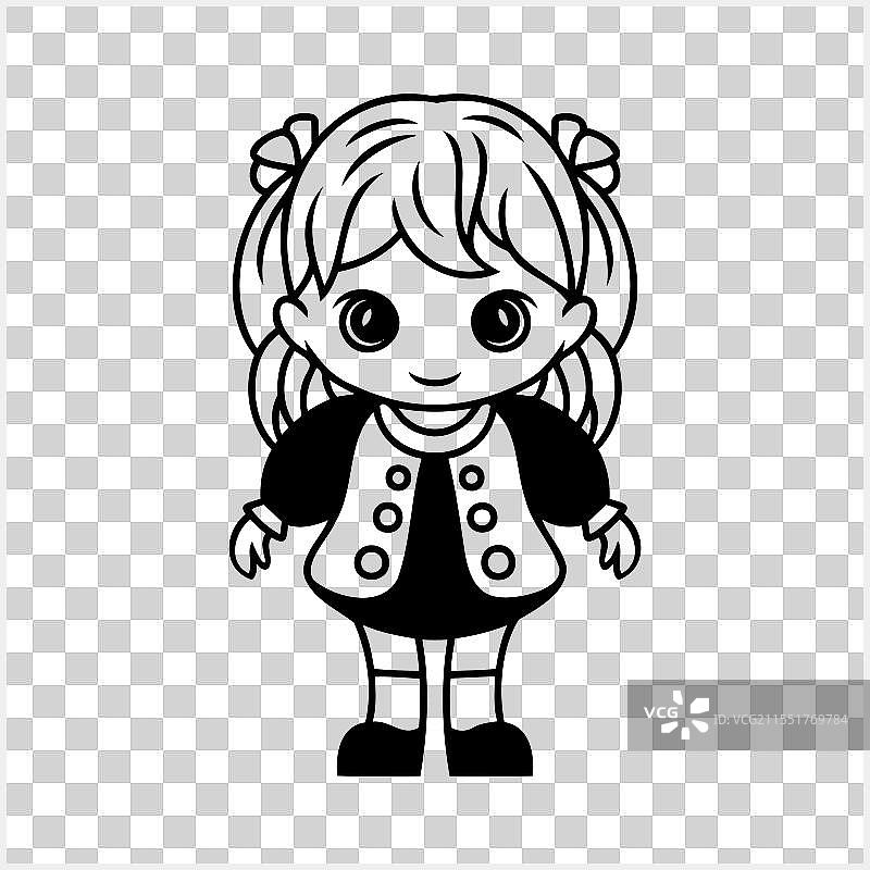 可爱的动漫女孩，拥有大眼睛，孤立的漫画风格图片素材