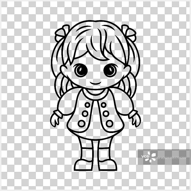 可爱的动漫女孩和男孩，孤立的漫画风格图片素材