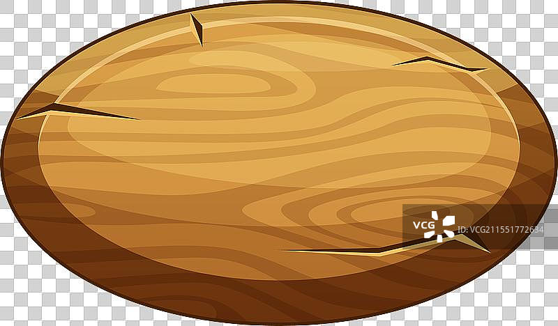 圆形游戏按钮，带有木质纹理的卡通用户界面图片素材