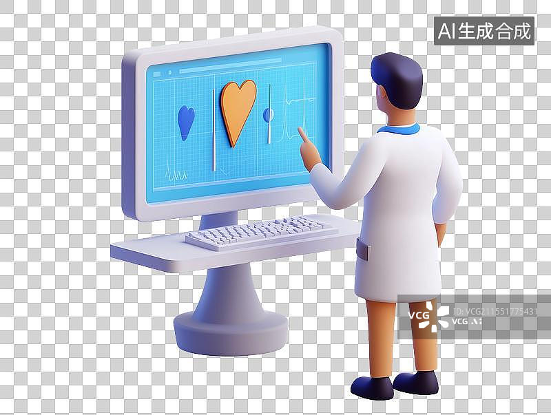 【AI数字艺术】3D男性医生远程医疗咨询图图片素材