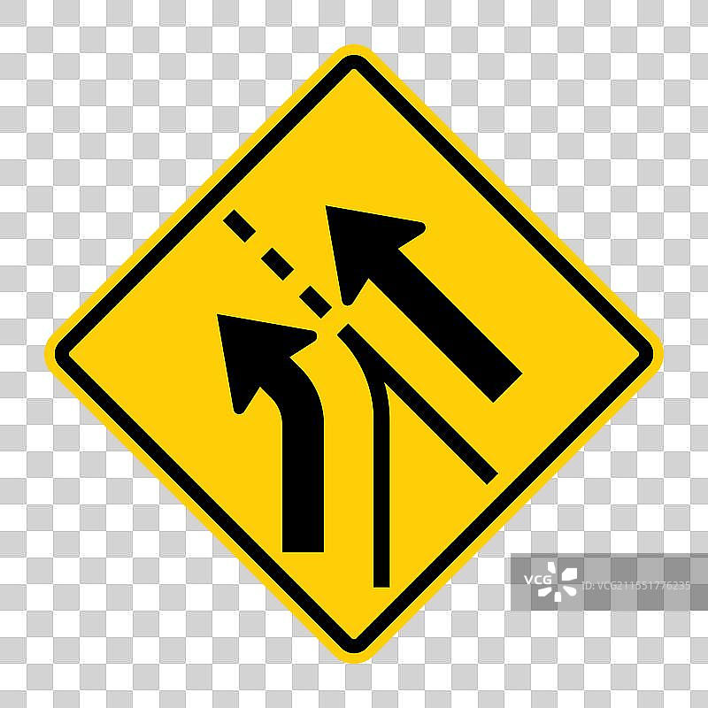 进入道路的新增车道标志图片素材