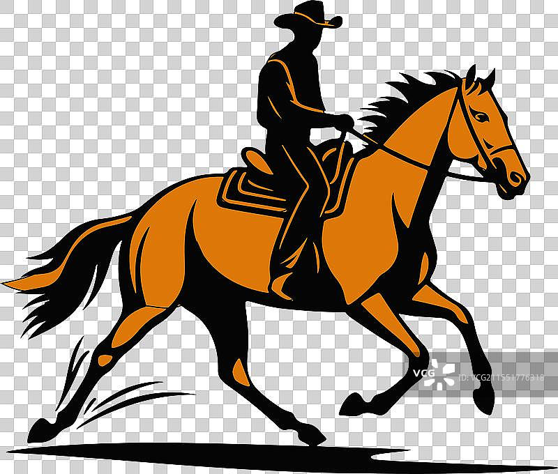 一个西部牛仔正在骑马图片素材