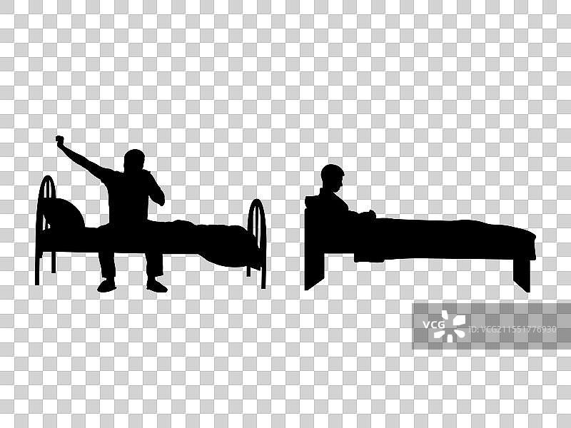 床上男人群体的剪影设计图片素材