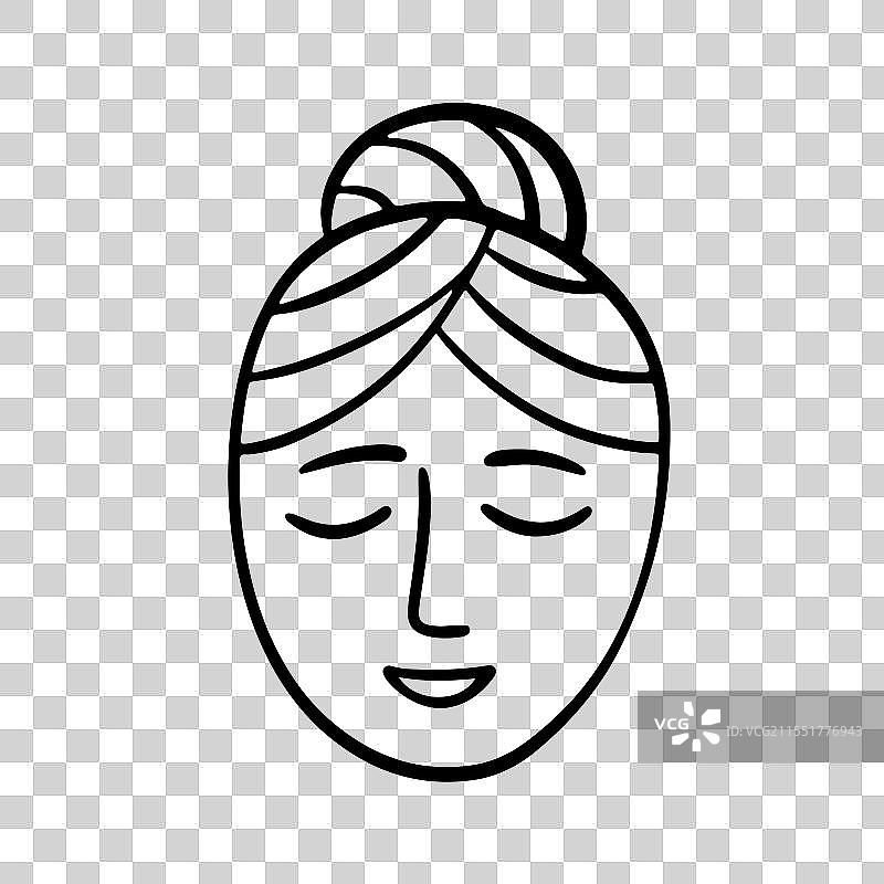 抽象的一笔画女性面孔肖像标志图片素材