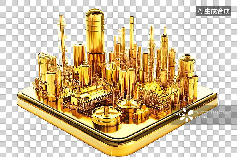 【AI数字艺术】金色化工厂免抠元素图片素材