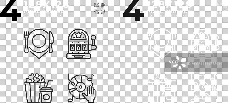 休闲活动线性图标集（深色版）图片素材