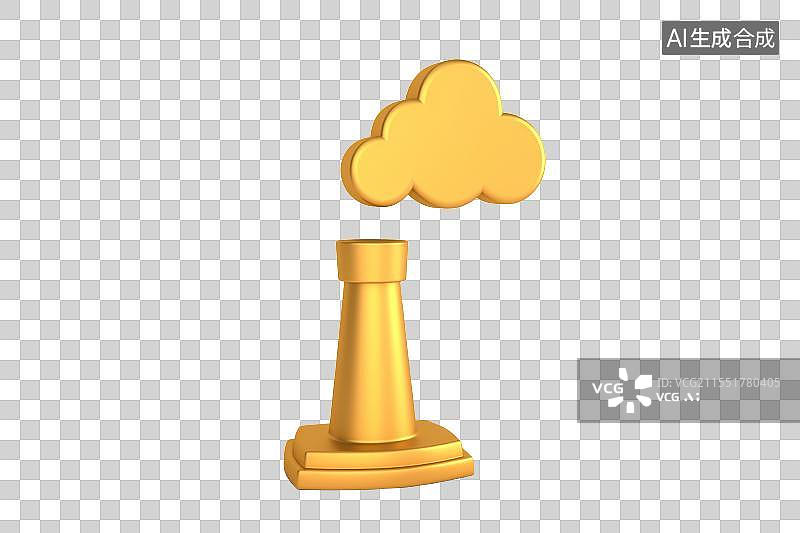 【AI数字艺术】金色的房屋烟囱免抠元素图片素材