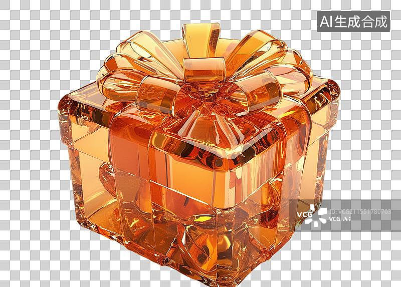 【AI数字艺术】透明水晶礼物盒免抠元素图片素材