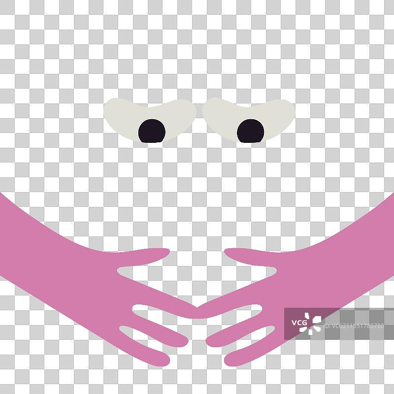 漫画表情符号，黑色图标，带有手和眼睛图片素材