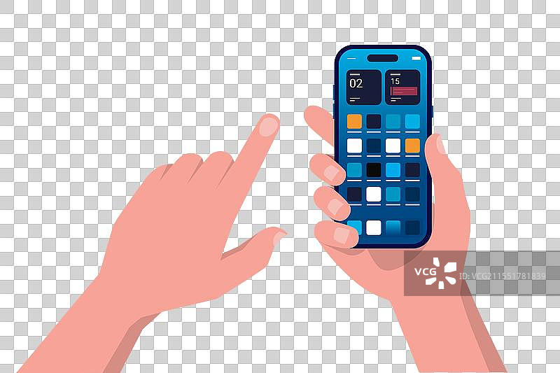 男性手握手机图片素材