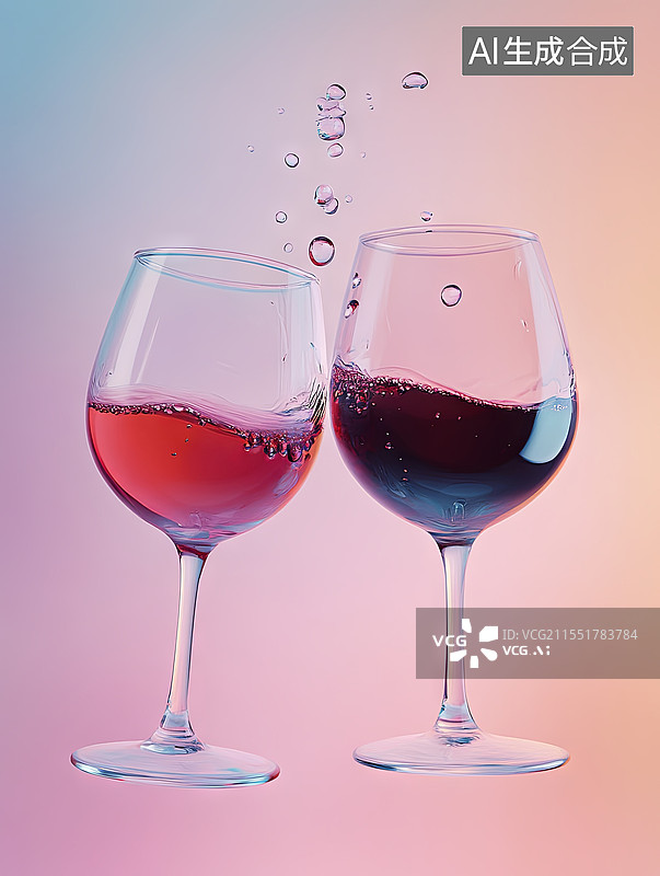 【AI数字艺术】两个红酒杯图片素材