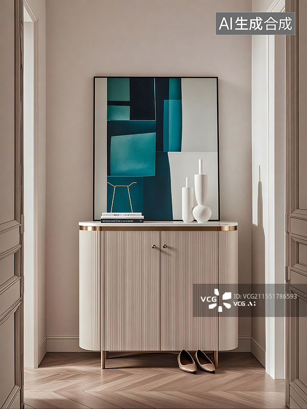 【AI数字艺术】别墅入户玄关的背景图片素材