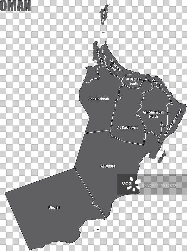 阿曼行政区划地图图片素材
