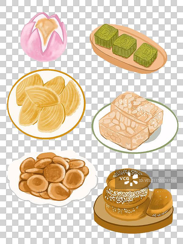 中式美食插画元素图片素材