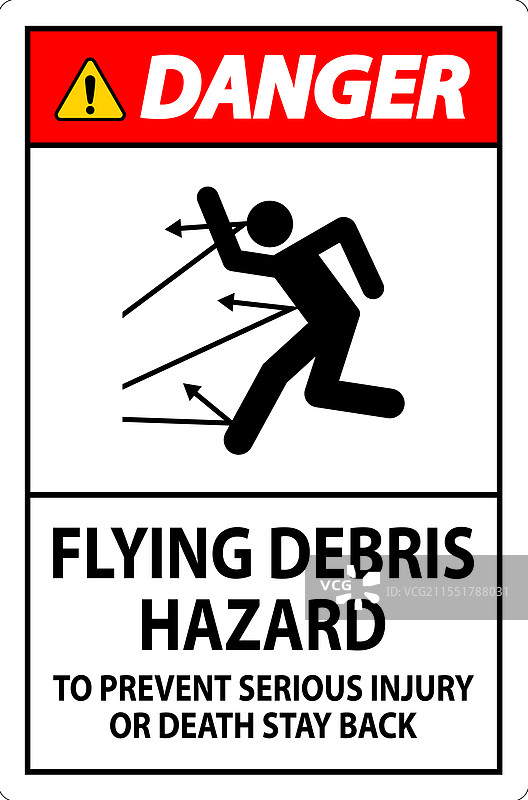 危险标志：飞散物品危害 - 以防止图片素材