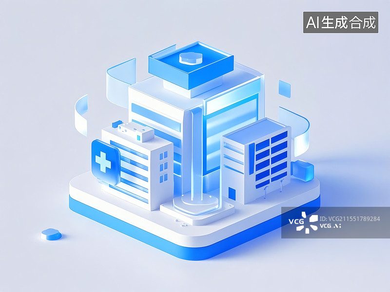 【AI数字艺术】医疗科技建筑模型图片素材