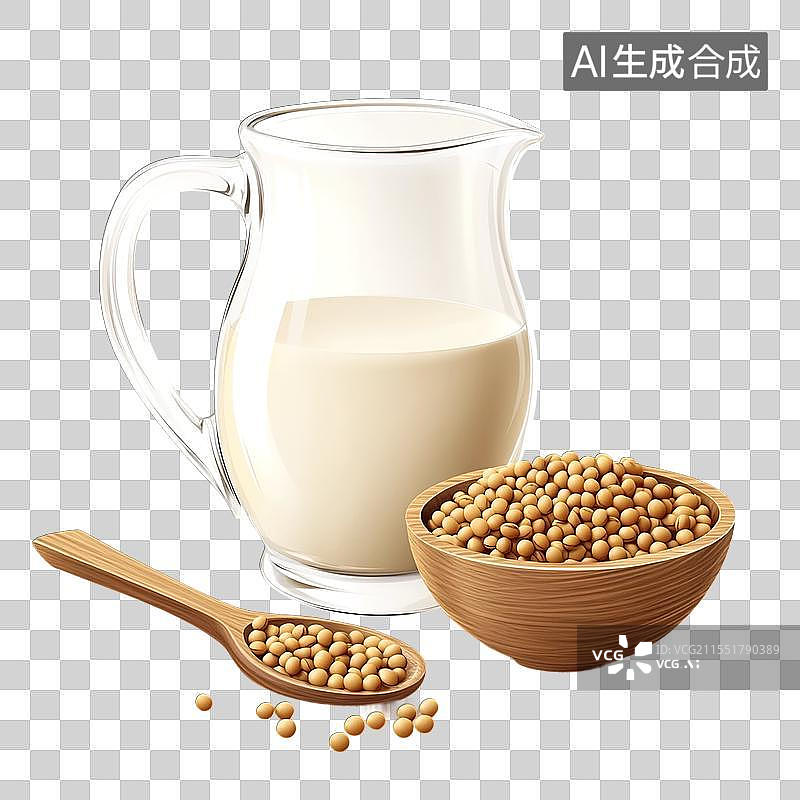 【AI数字艺术】白色的豆奶和大豆黄豆图片素材