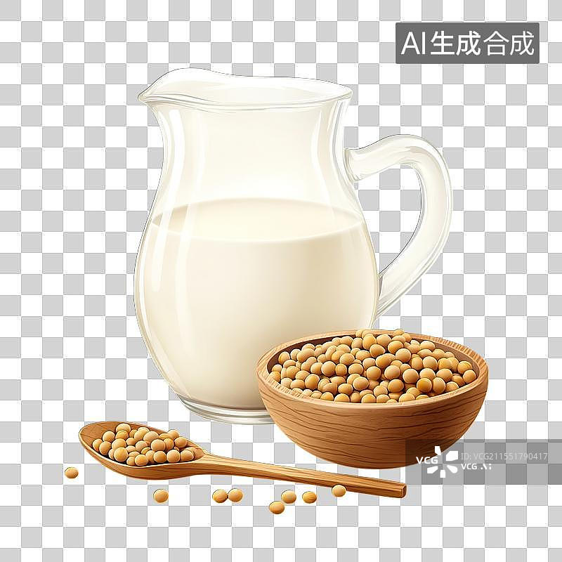 【AI数字艺术】白色的豆奶和大豆黄豆图片素材