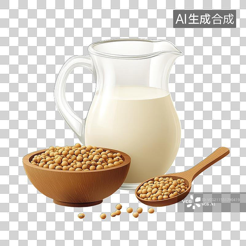 【AI数字艺术】白色的豆奶和大豆黄豆图片素材