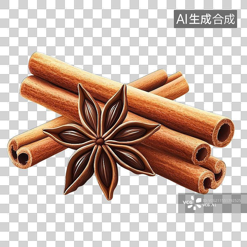 【AI数字艺术】肉桂棒和八角茴香特写图片素材