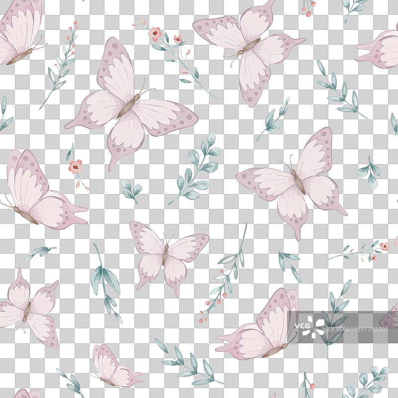 蝴蝶无缝水彩图案图片素材