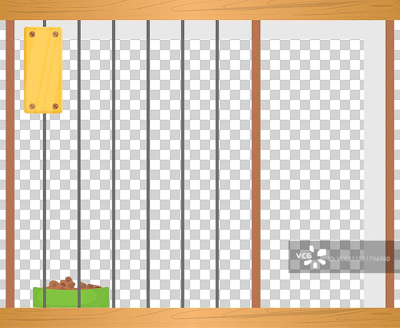空的宠物收容所笼子，配有动物食碗图片素材
