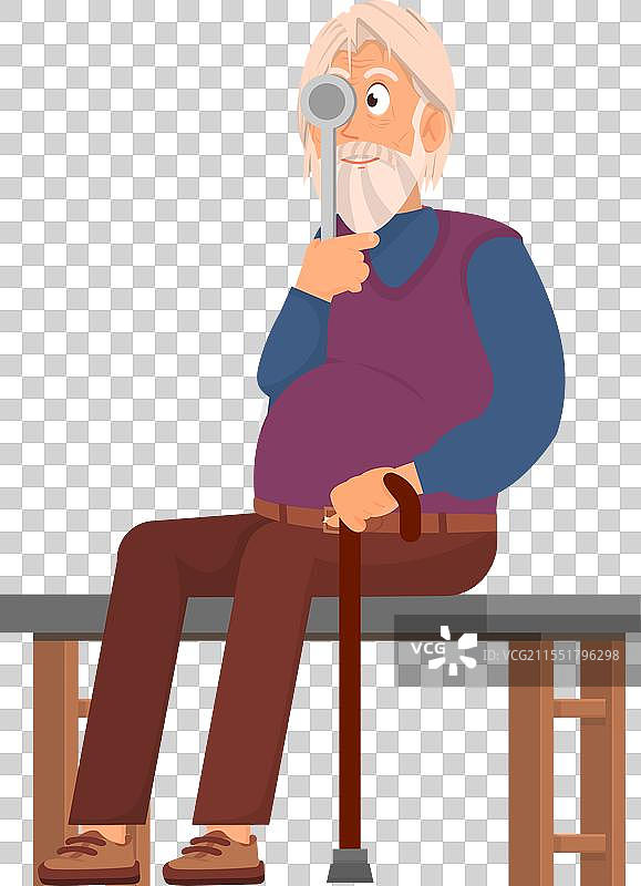 老年人坐在椅子上检查视力图片素材