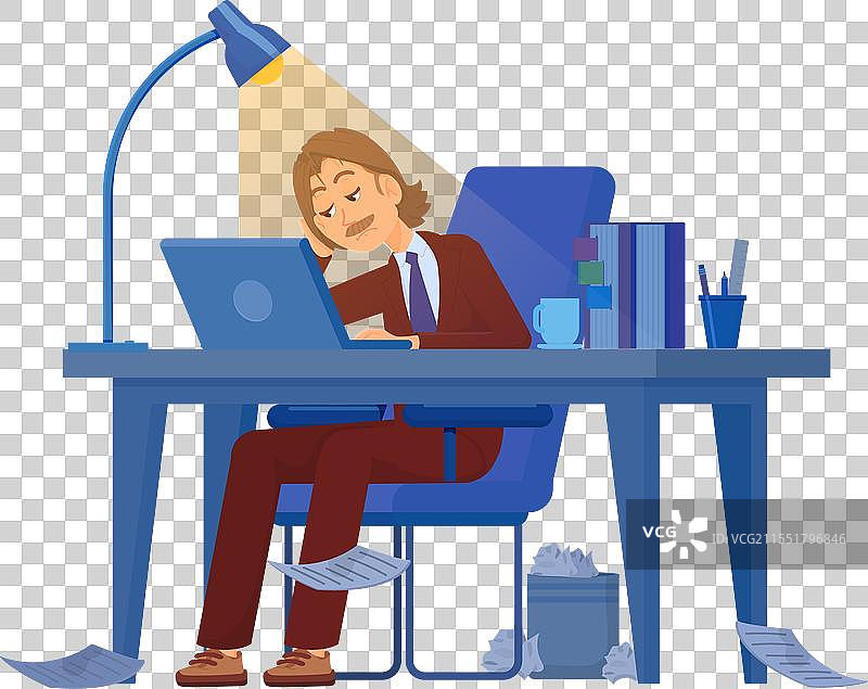 加班工作的男人在赶最后期限图片素材