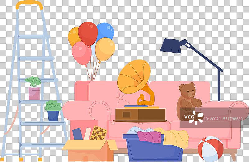 房屋用品包装在纸箱中图片素材