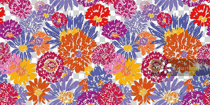 手绘的明亮花朵头部，质感十足，夏季气息浓厚图片素材