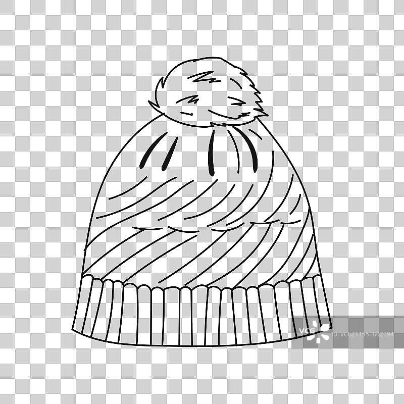 一顶带有毛球的温暖冬季帽子插图图片素材