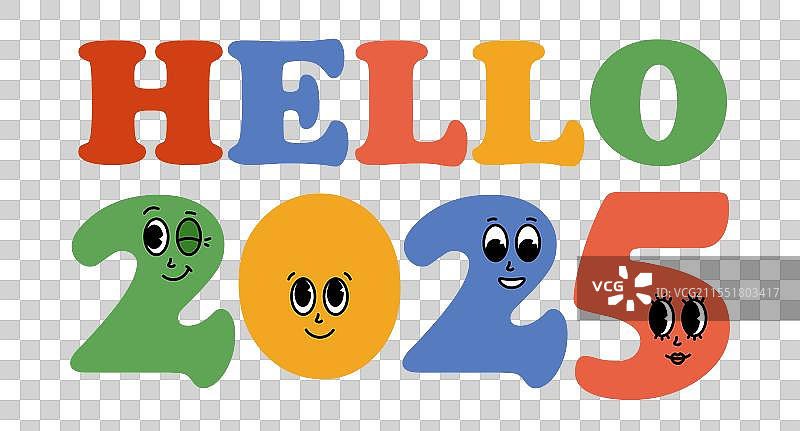 你好，2025年，复古风格的搞笑卡通角色图片素材