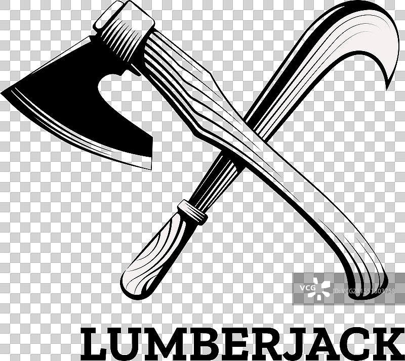 斧头和树枝切割器徽章图片素材