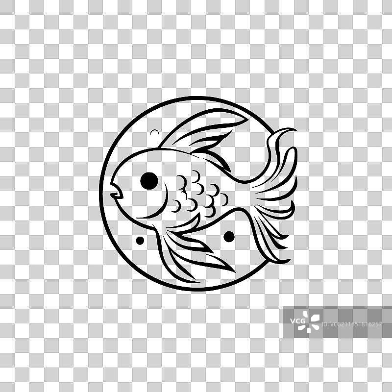 金鱼 - 黑白色图片素材