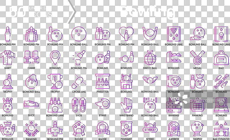 保龄球图标套件渐变风格图标包图片素材