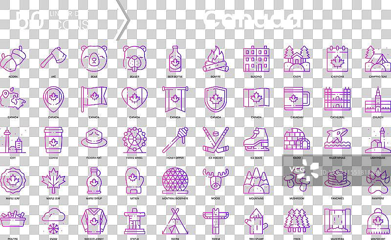 加拿大图标集合渐变风格图标包图片素材