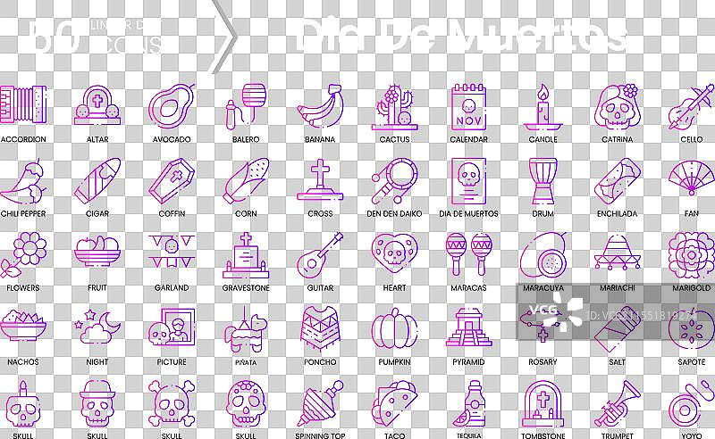 亡灵节图标集合，渐变风格图标图片素材