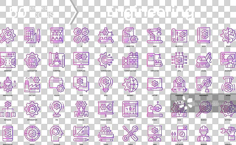 工程图标集合，渐变风格图标图片素材