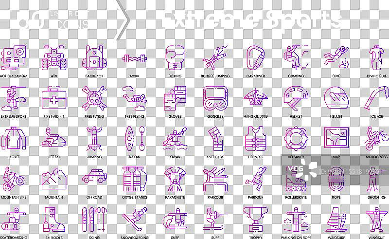 极限运动图标集合 渐变风格图标图片素材