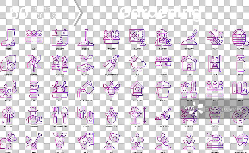 一套渐变风格的园艺图标包图片素材