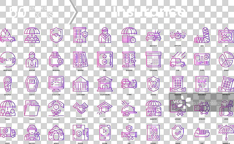 保险图标套件 渐变风格图标包图片素材