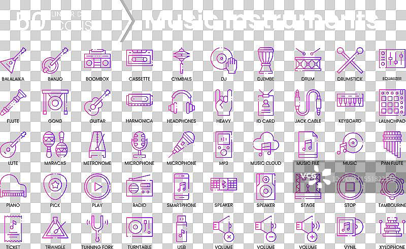 音乐图标套装 渐变风格图标包图片素材